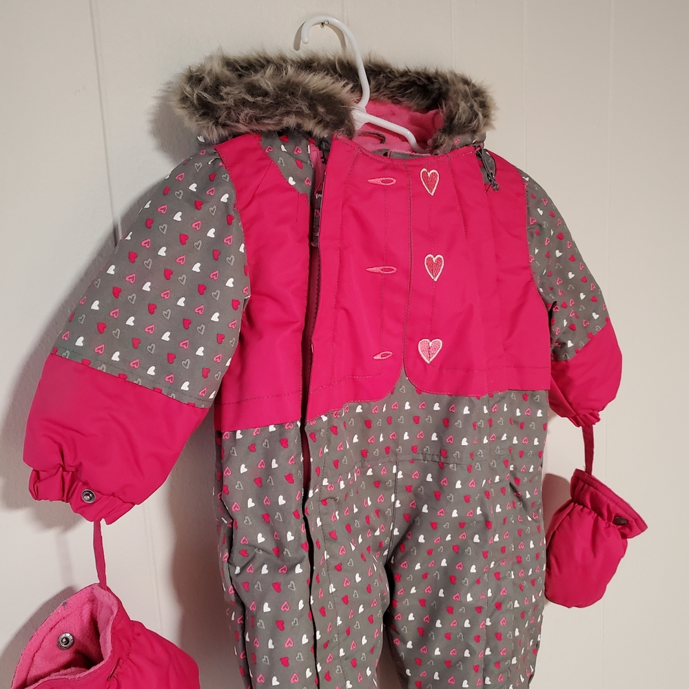 Gustin Pink and Gray Kids Puffer Jacket